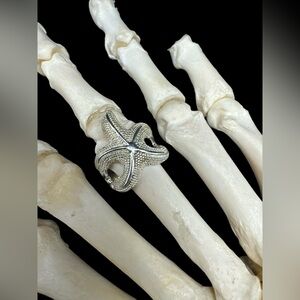 Sterling Silver 925 Starfish Ring Size 7 Textured Decorative Marine Star Fish